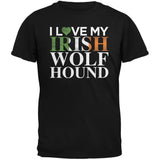 St. Patricks Day - I Love My Irish Wolfhound Black Adult T-Shirt