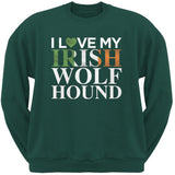 St. Patricks Day - I Love My Irish Wolfhound Black Adult Sweatshirt