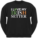 St. Patricks Day - I Love My Irish Setter Black Adult Sweatshirt