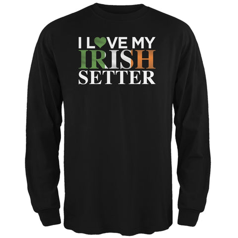 St. Patricks Day - I Love My Irish Setter Black Adult Long Sleeve T-Shirt