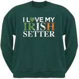 St. Patricks Day - I Love My Irish Setter Black Adult Sweatshirt