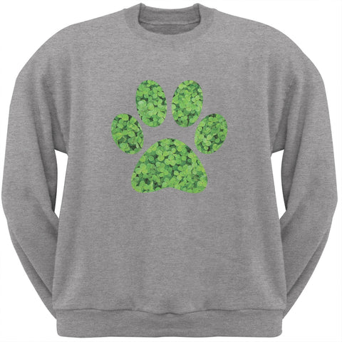 St. Patricks Day - Dog Paw Heather Grey Adult Sweatshirt