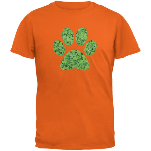 St. Patricks Day - Dog Paw Orange Adult T-Shirt