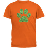St. Patricks Day - Dog Paw Orange Adult T-Shirt