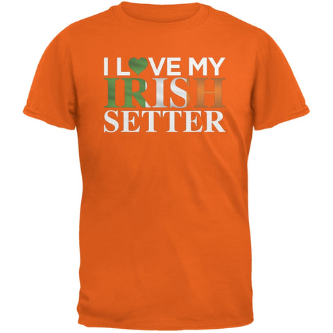 St. Patricks Day - I Love My Irish Setter Orange Adult T-Shirt