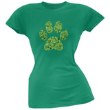 St. Patricks Day - Dog Paw Orange Soft Juniors T-Shirt