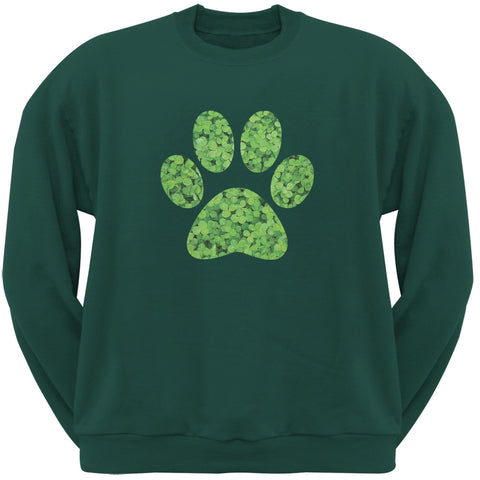 St. Patricks Day - Dog Paw Forest Green Adult Sweatshirt
