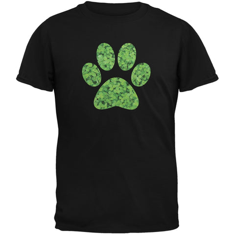St. Patricks Day - Dog Paw Black Adult T-Shirt