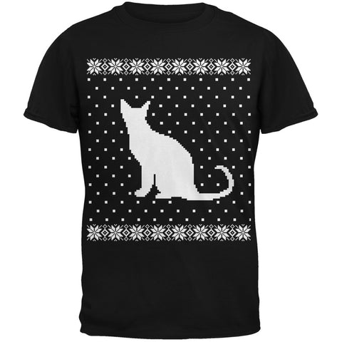 Big Cat Ugly Christmas Sweater Black Youth T-Shirt