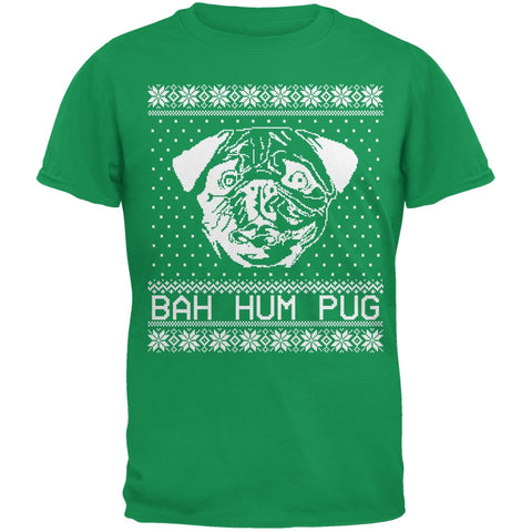 Bah Hum Pug Ugly Christmas Sweater Green Youth T-Shirt