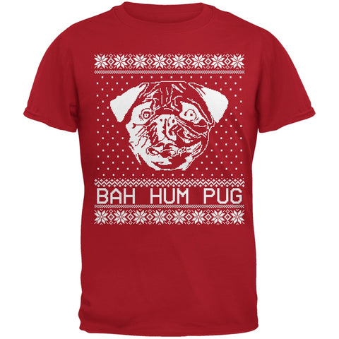 Bah Hum Pug Ugly Christmas Sweater Red Youth T-Shirt