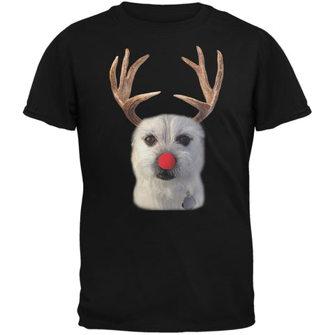 Funny Reindeer Dog Ugly Christmas Sweater Black Adult T-Shirt