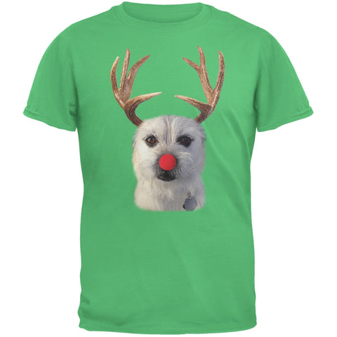 Funny Reindeer Dog Ugly Christmas Sweater Green Adult T-Shirt
