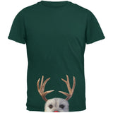 Peeking Funny Reindeer Dog Dark Green Adult T-Shirt