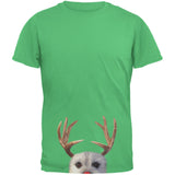 Peeking Funny Reindeer Dog Dark Green Adult T-Shirt
