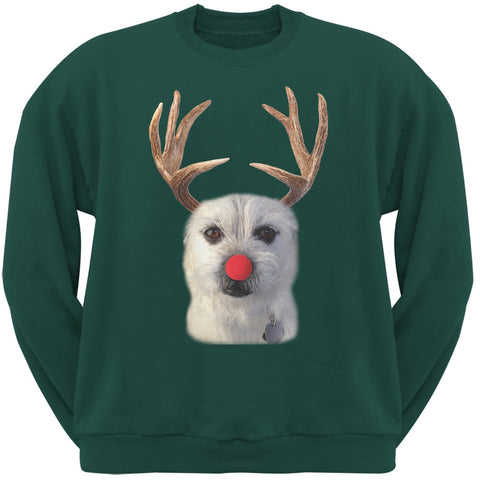 Funny Reindeer Dog Ugly Christmas Sweater Forest Green Sweatshirt