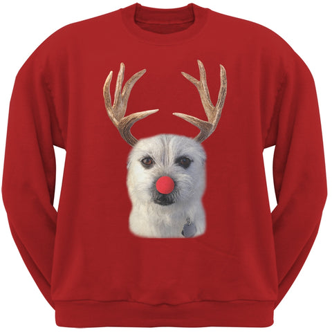 Funny Reindeer Dog Ugly Christmas Sweater Red Sweatshirt