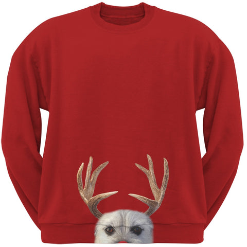 Peeking Funny Reindeer Dog Red Sweatshirt