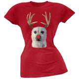 Funny Reindeer Dog Ugly Christmas Sweater Black Soft Juniors T-Shirt