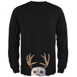 Peeking Funny Reindeer Dog Black Long Sleeve T-Shirt