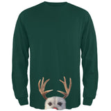 Peeking Funny Reindeer Dog Black Long Sleeve T-Shirt
