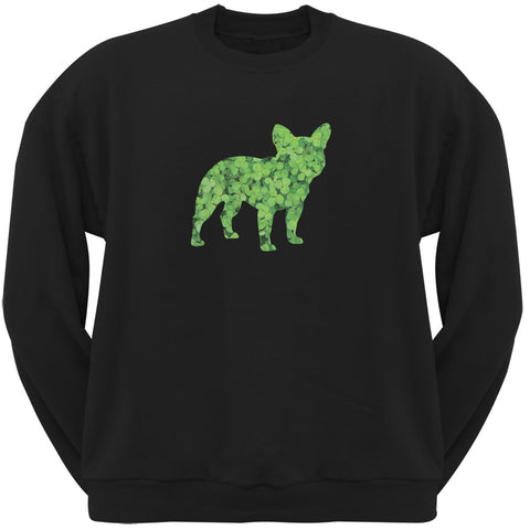 St. Patricks Day - French Bulldog Shamrock Black Adult Sweatshirt