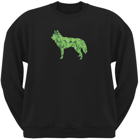 St. Patricks Day - Siberian Husky Shamrock Black Adult Sweatshirt