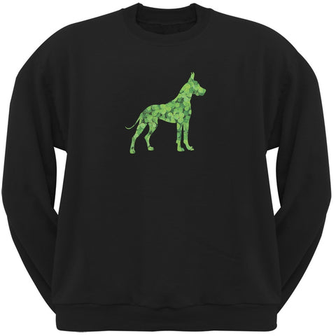 St. Patricks Day - Great Dane Shamrock Black Adult Sweatshirt