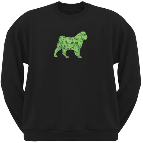 St. Patricks Day - Pug Shamrock Black Adult Sweatshirt