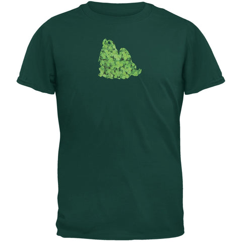 St. Patricks Day - Shih Tzu Shamrock Forest Green Adult T-Shirt