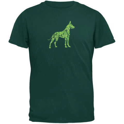 St. Patricks Day - Great Dane Shamrock Forest Green Adult T-Shirt