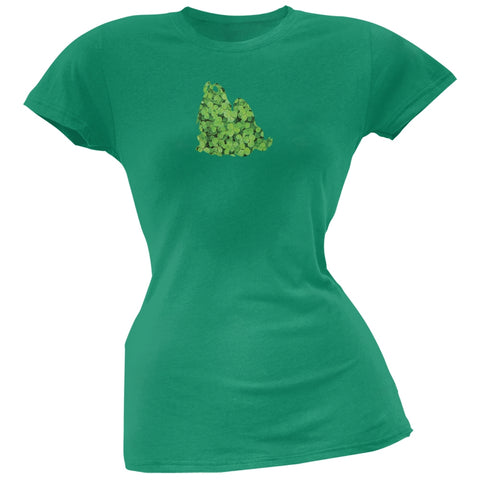 St. Patricks Day - Shih Tzu Shamrock Kelly Green Soft Juniors T-Shirt