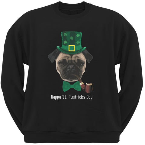 St. Patrick's -  Pugtrick's Day Funny Pug Black Adult Sweatshirt