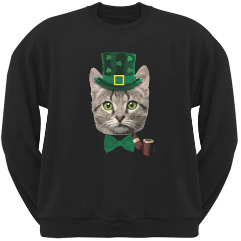 St. Patrick's Funny Cat Black Adult Sweatshirt