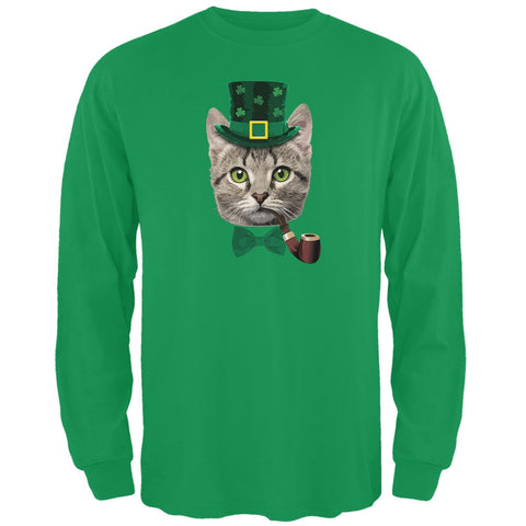St. Patrick's Funny Cat Irish Green Adult Long Sleeve T-Shirt