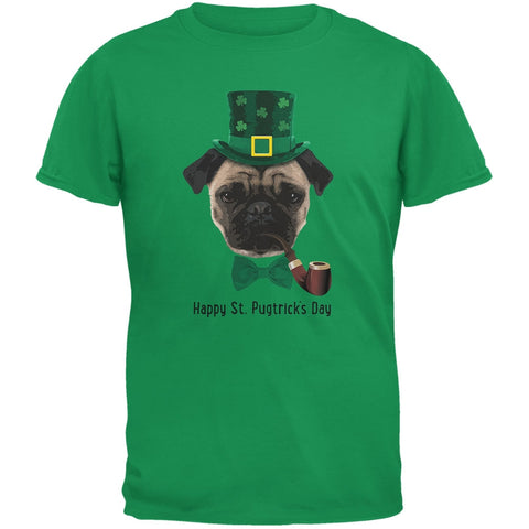 St. Patrick's -  Pugtrick's Day Funny Pug Irish Green Adult T-Shirt