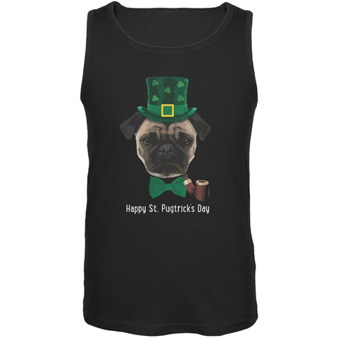St. Patrick's - Pugtrick's Day Funny Pug Black Adult Tank Top