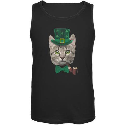 St. Patrick's Funny Cat Black Adult Tank Top