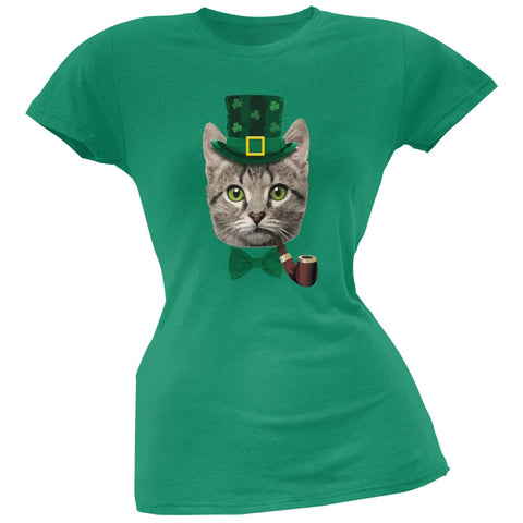 St. Patrick's Funny Cat Black Juniors Soft T-Shirt