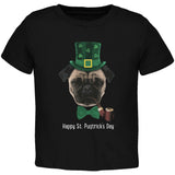 St. Patrick's - Pugtrick's Day Funny Pug Black Toddler T-Shirt