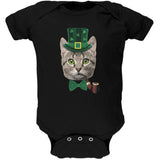 St. Patrick's Funny Cat Black Soft Baby One Piece