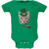 St. Patrick's Funny Cat Black Soft Baby One Piece