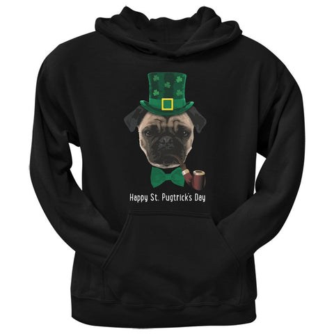 St. Patrick's -  Pugtrick's Day Funny Pug Black Adult Hoodie