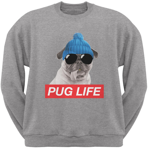 Pug Life Adult Heather Grey Sweatshirt