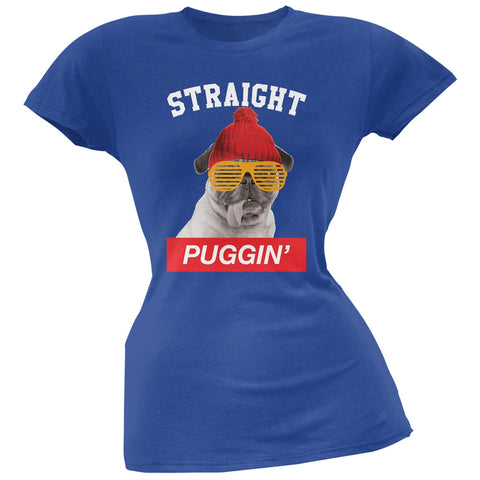 Straight Puggin' Royal Soft Juniors T-Shirt