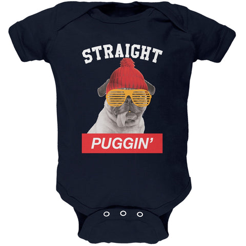 Straight Puggin' Navy Baby One Piece