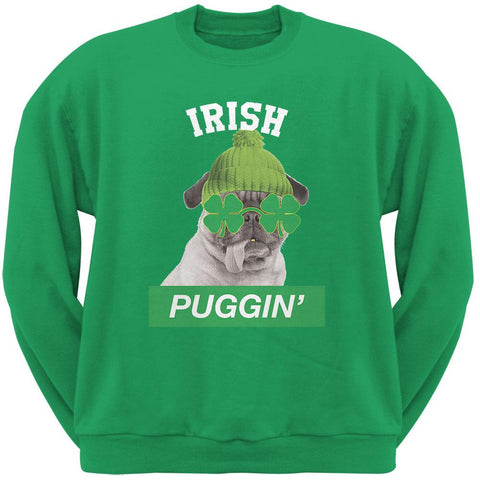 St. Patrick's Day - Irish Puggin' Irish Green Adult Sweatshirt