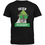 St. Patrick's Day - Irish Puggin' Black Adult T-Shirt