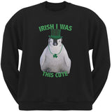 St. Patrick's Day - Irish I Was This Cute Penguin Black Adult Sweatshirt
