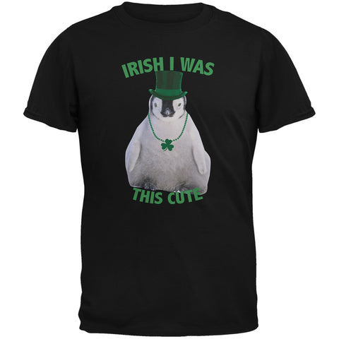 St. Patrick's Day - Irish I Was This Cute Penguin Black Adult T-Shirt